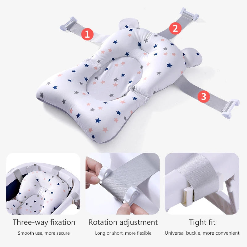 Baby Bath Seat Support Mat Foldable Baby Bath Tub Pad